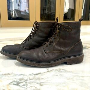 Zara Men Brown Leather Lace-Up Boots